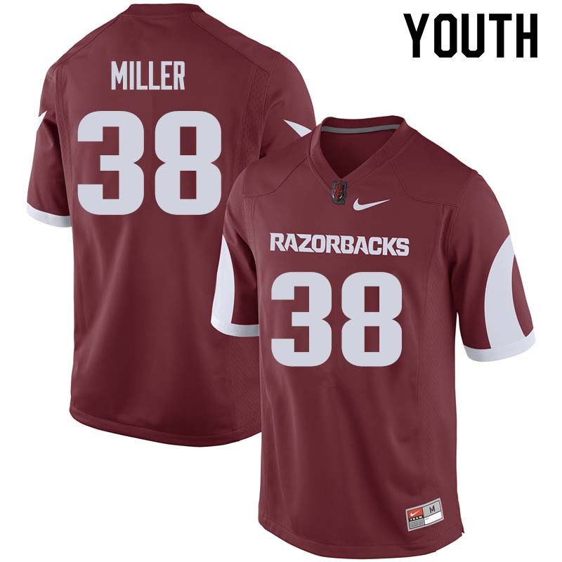 Youth #38 Reid Miller Arkansas Razorback College Football Jerseys Sale-Cardinal - Click Image to Close